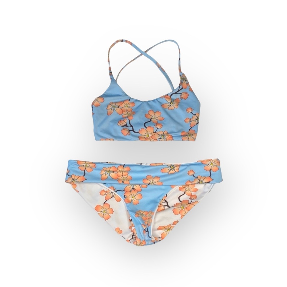 new Submarine ❤︎ Highs + Lows Print Bikini Set ❤︎ Cherry Blossom on Baby Blue